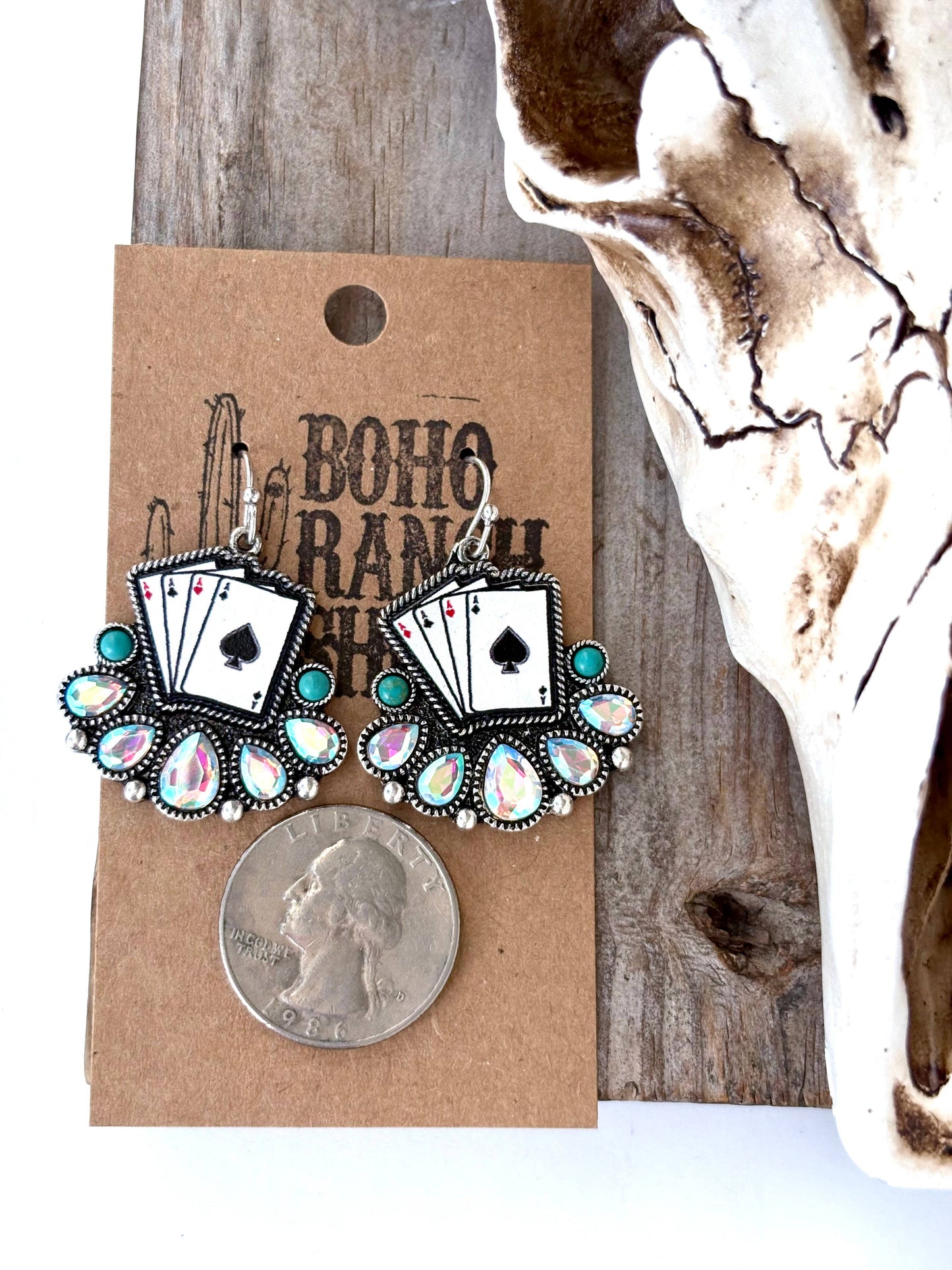 Western Style Playing Card Dangle Earring