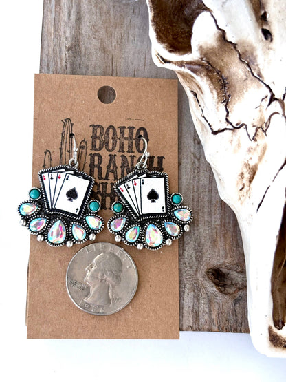 Western Style Playing Card Dangle Earring