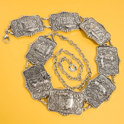 Western Engraved Cowboy Boot Chain Belt