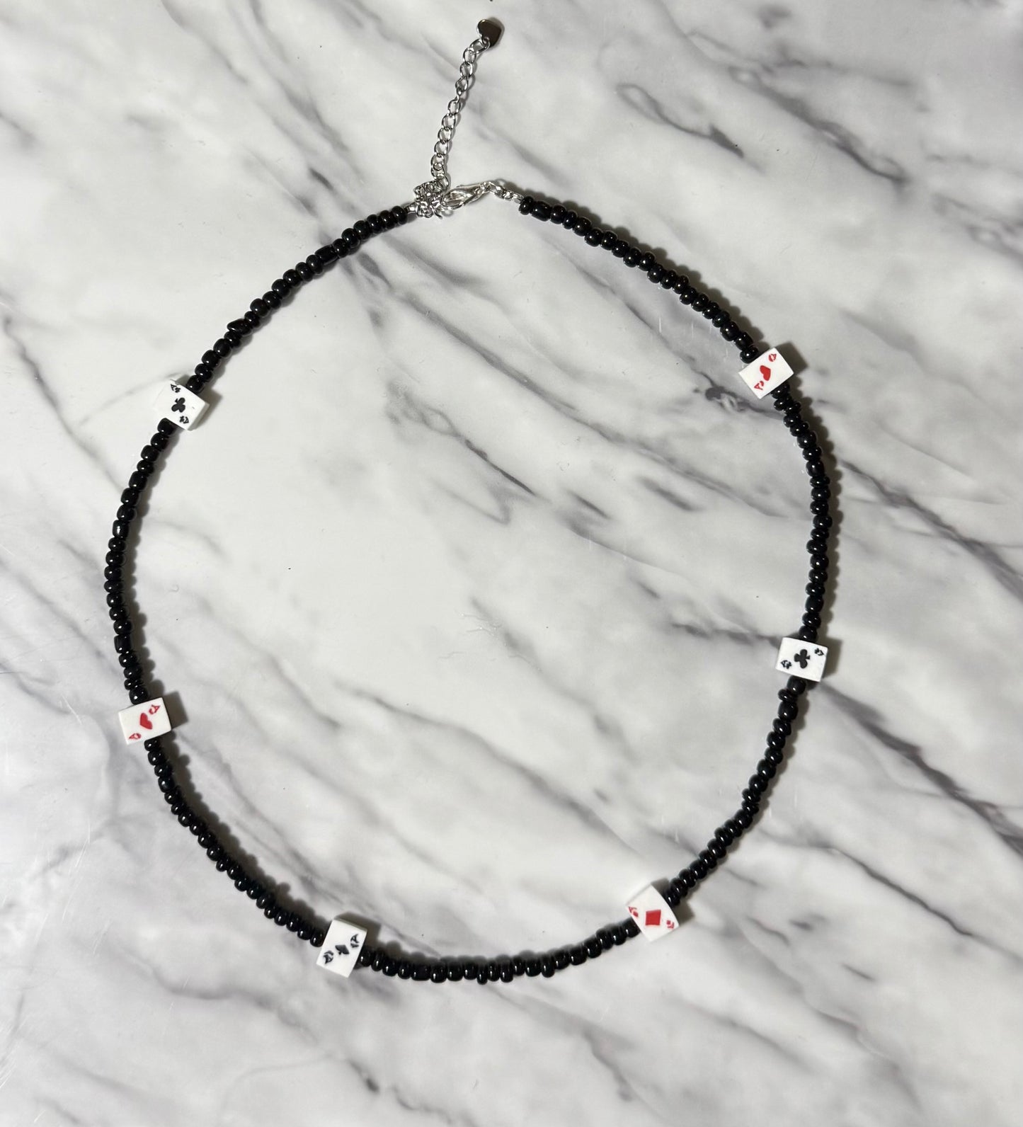 Poker Seed Bead Choker Necklace