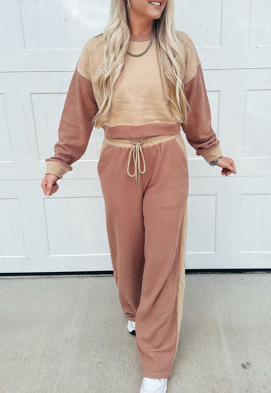 Khaki Colour Block 2 Piece Set