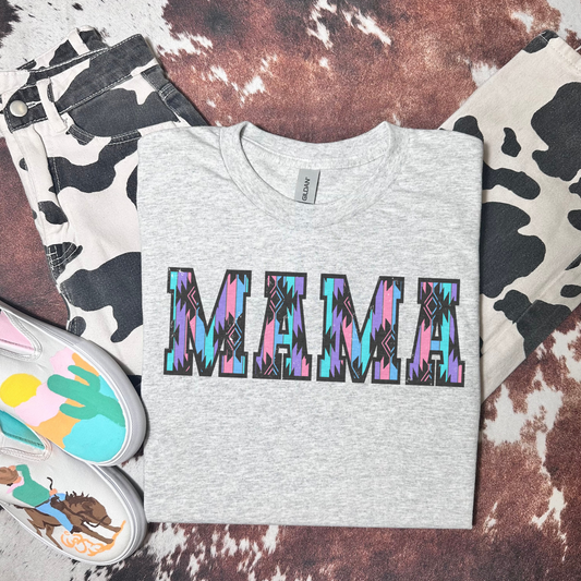 Neon Aztec Mama Retro T-shirt