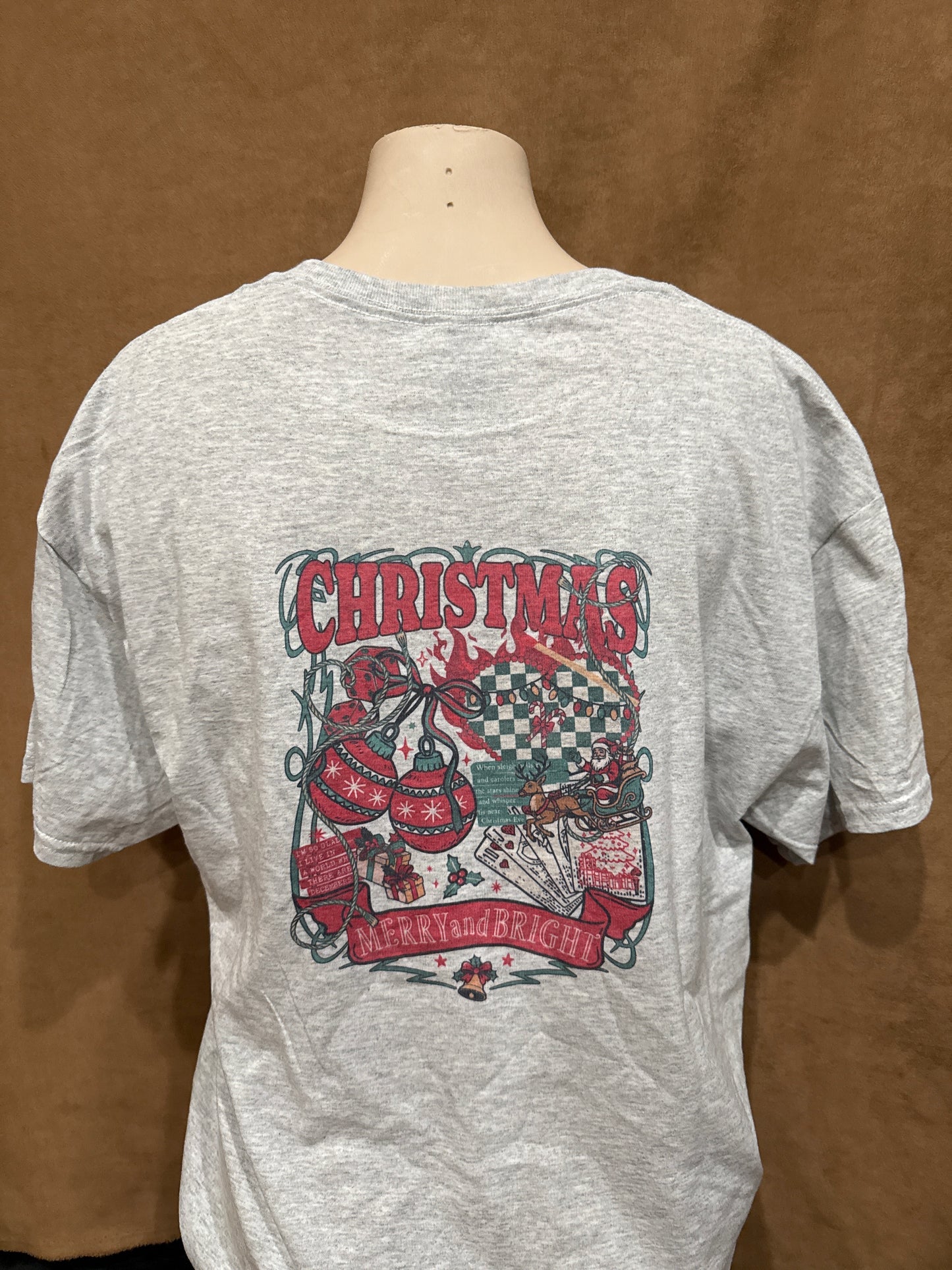 Merry and Bright Christmas Collage Retro T-shirt