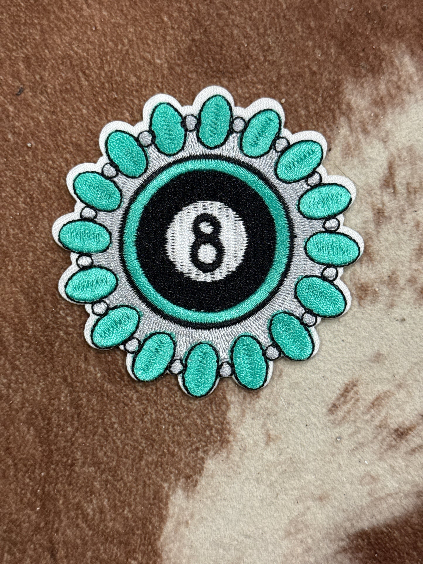 Turquoise 8 Ball Iron on Patch