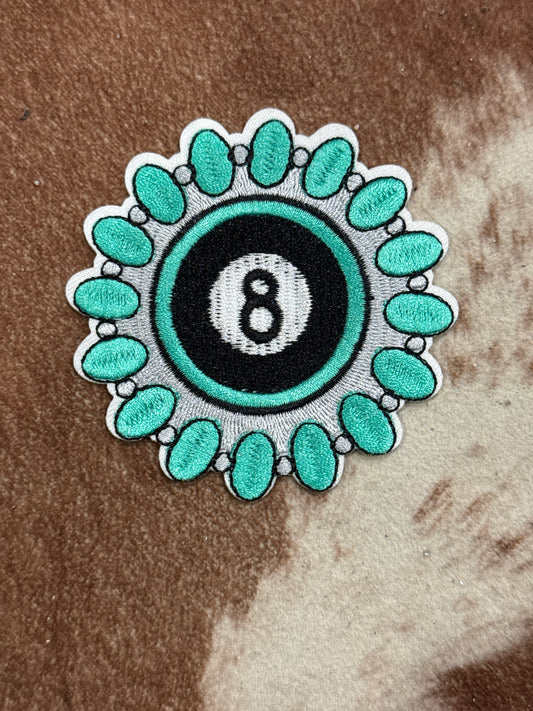 Turquoise 8 Ball Iron on Patch