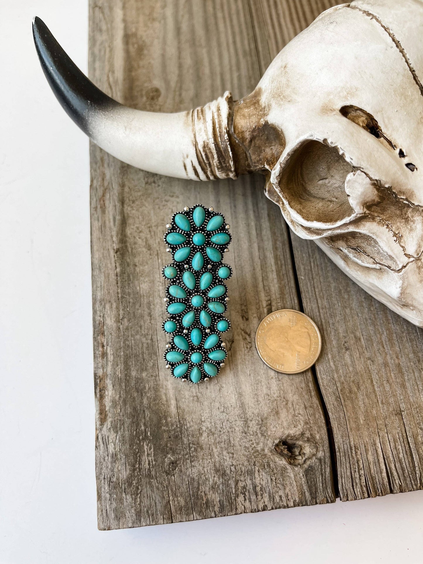 Western Adjustable Cluster Cuff Ring | turquoise or copper