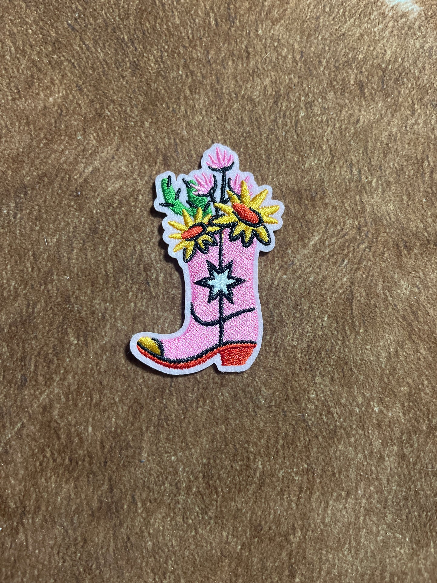 Floral Cowboy Boot Iron on Patch