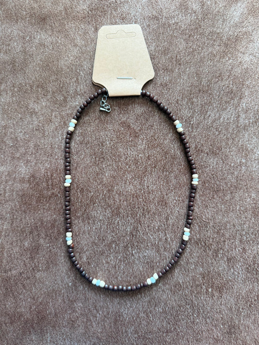 Driftwood Seed Bead Choker Necklace