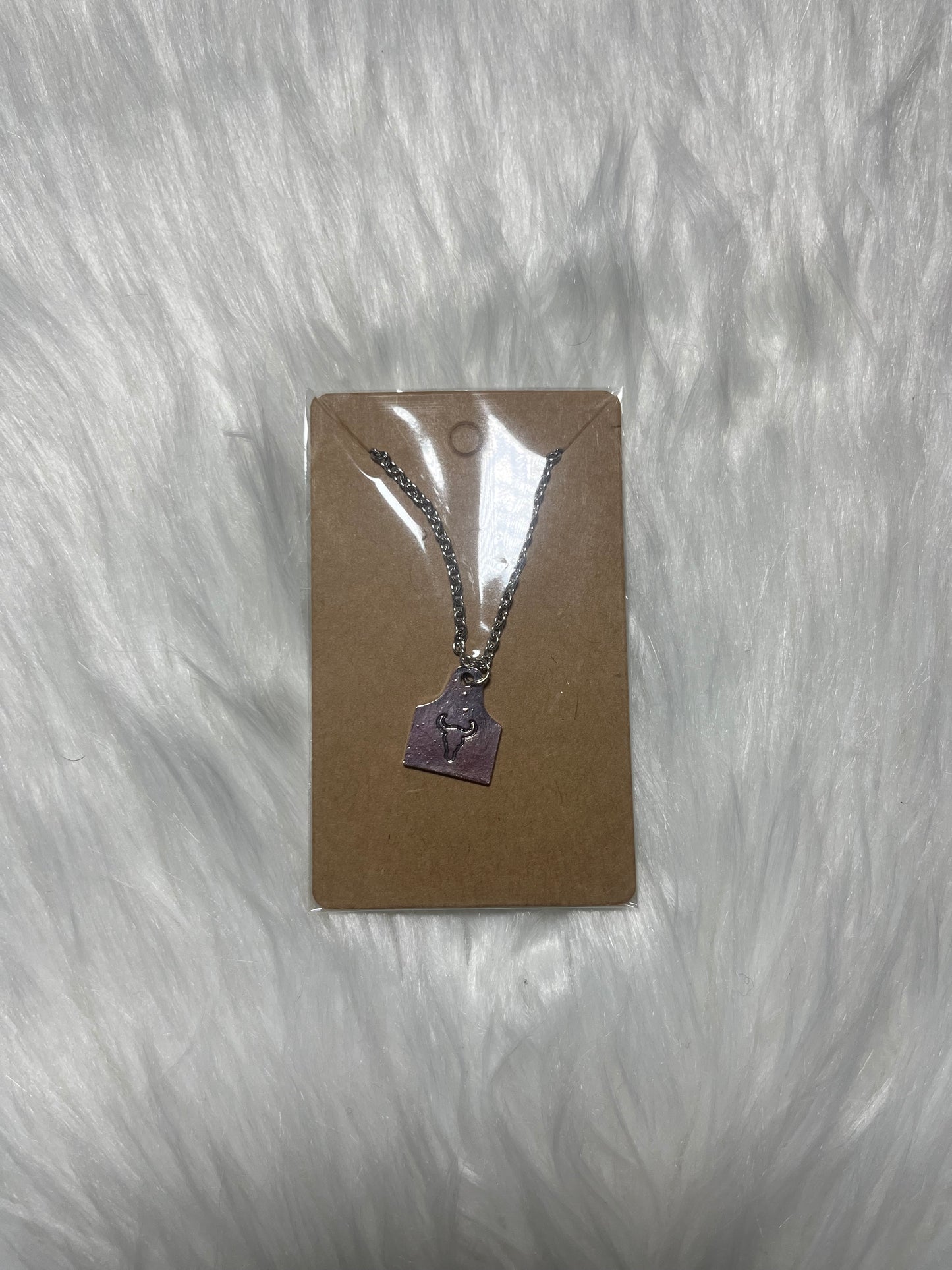 Ear Tag Stamped Necklace