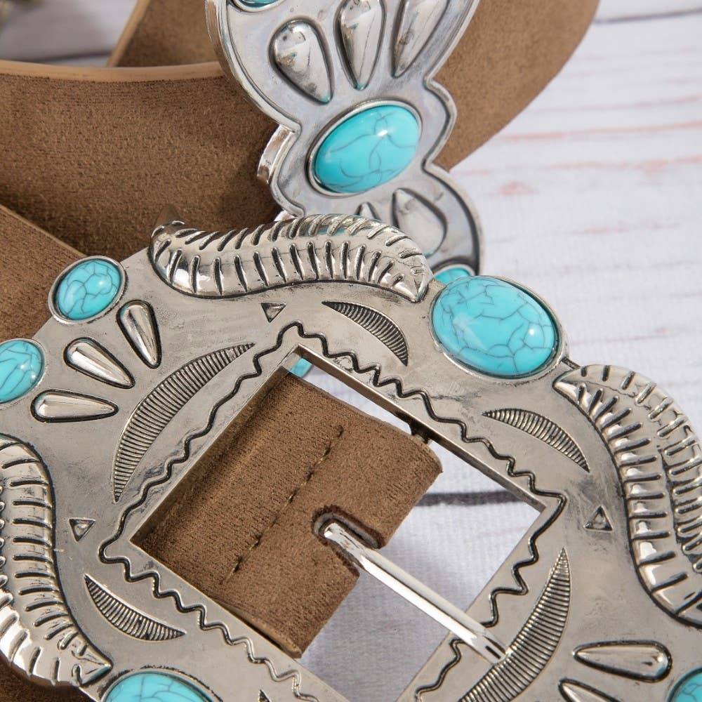 Ornate Western Concho Vegan Leather Belt