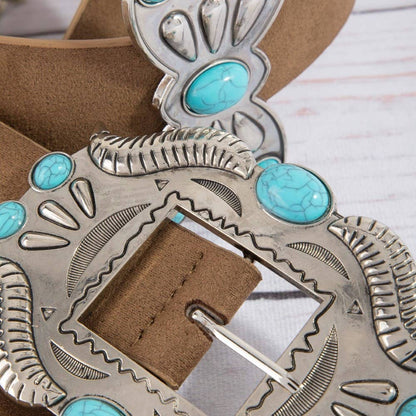 Ornate Western Concho Vegan Leather Belt