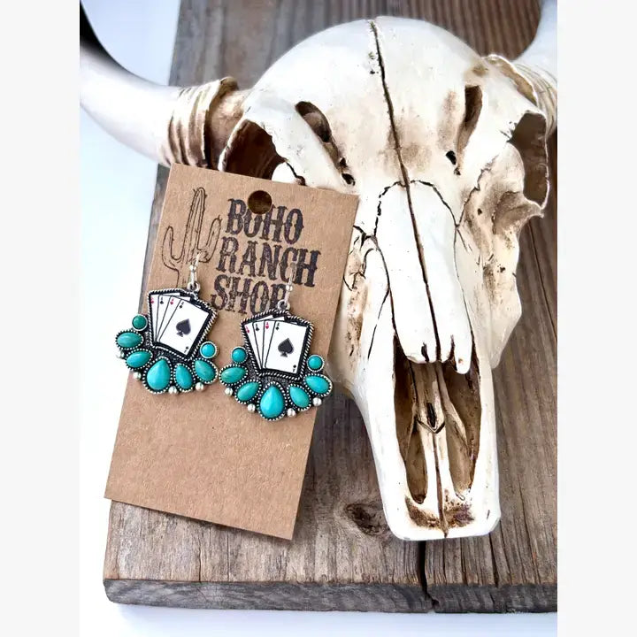 Western Style Playing Card Dangle Earring