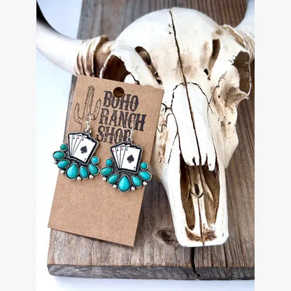 Western Style Playing Card Dangle Earring