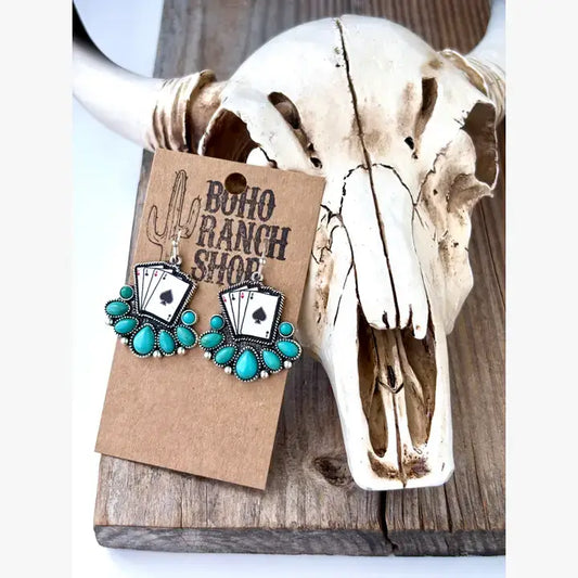 Western Style Playing Card Dangle Earring