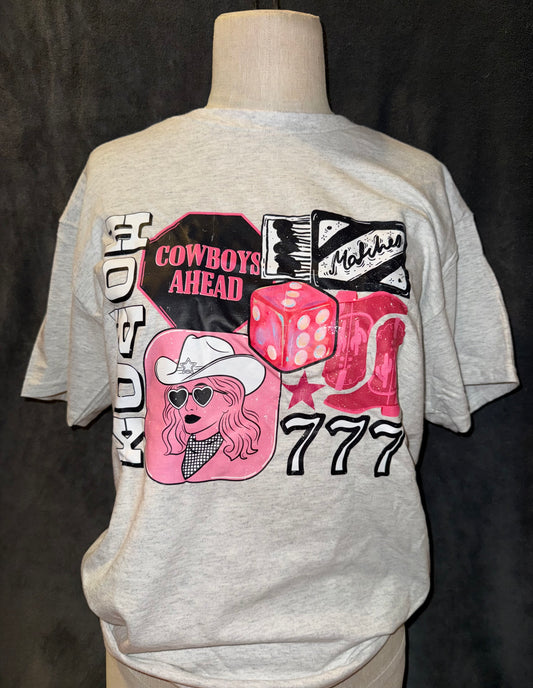 Pink Western Collage Graphic T-shirt