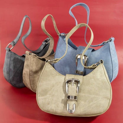 Buckle Detail Hobo Shoulder Bag