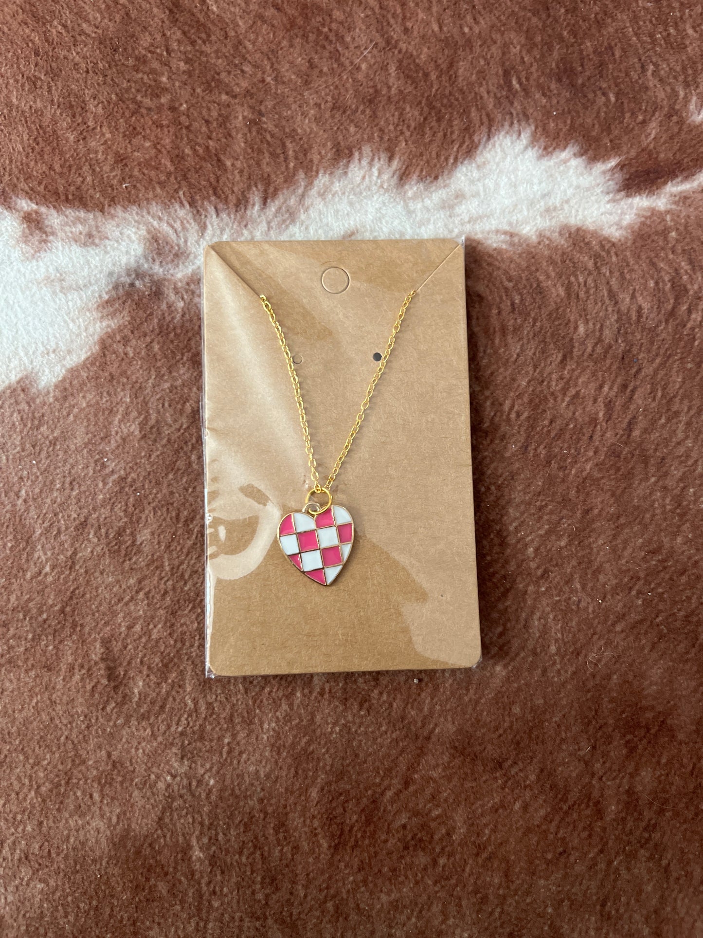 Checkered Heart Necklace