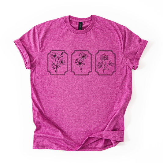 Framed Wildflowers Retro T-shirt