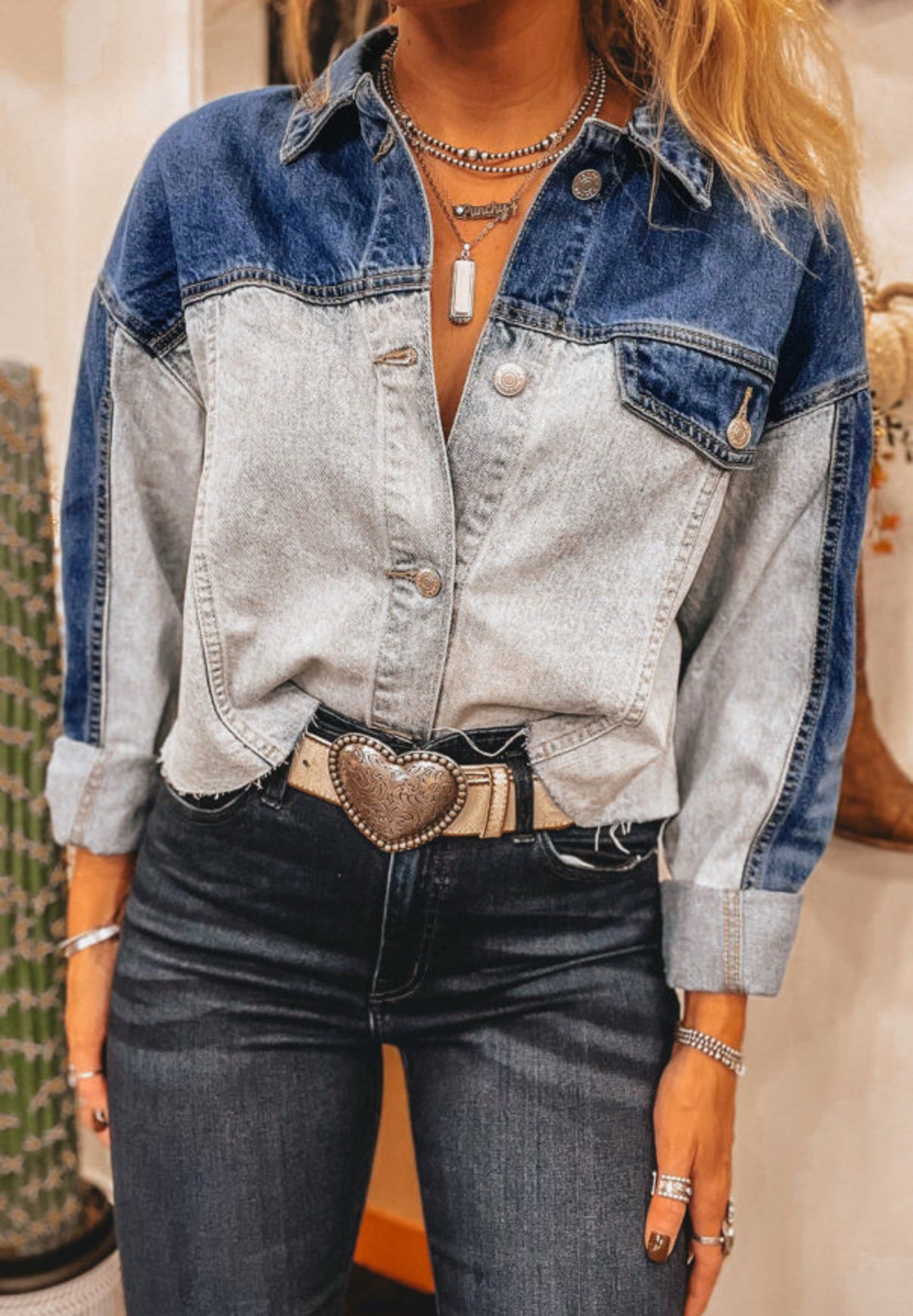 Patchwork Denim Top
