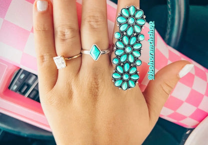 Western Adjustable Cluster Cuff Ring | turquoise or copper