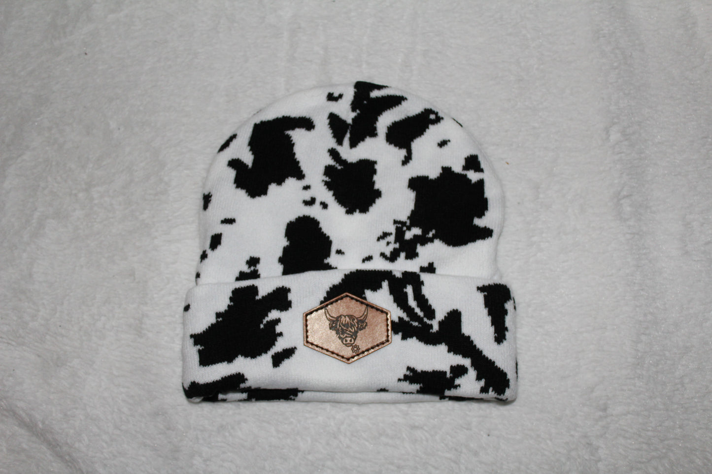 Highland Cow Patch Cow Print Toque