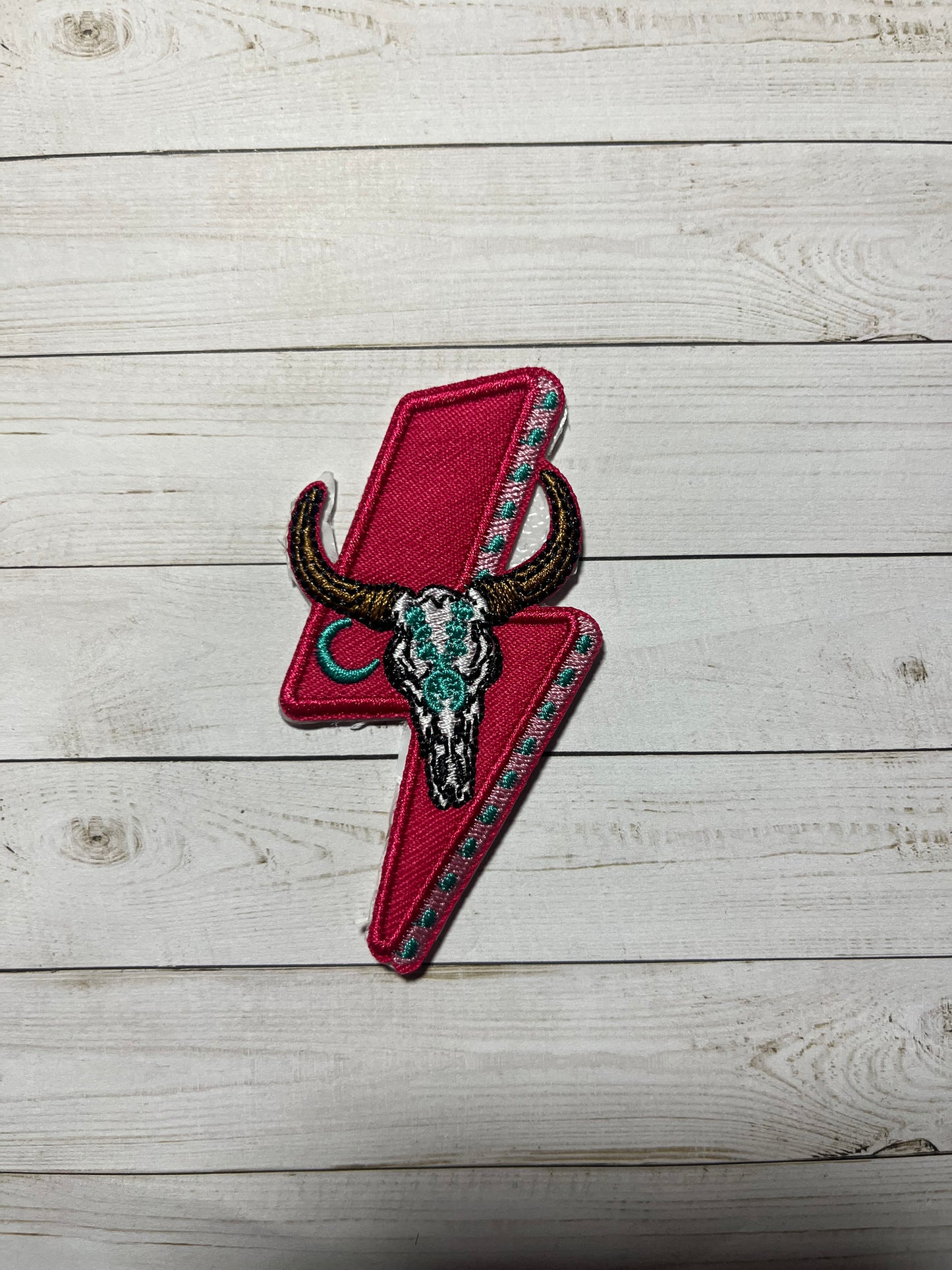 Bull Skull Lightning Bolt Patch