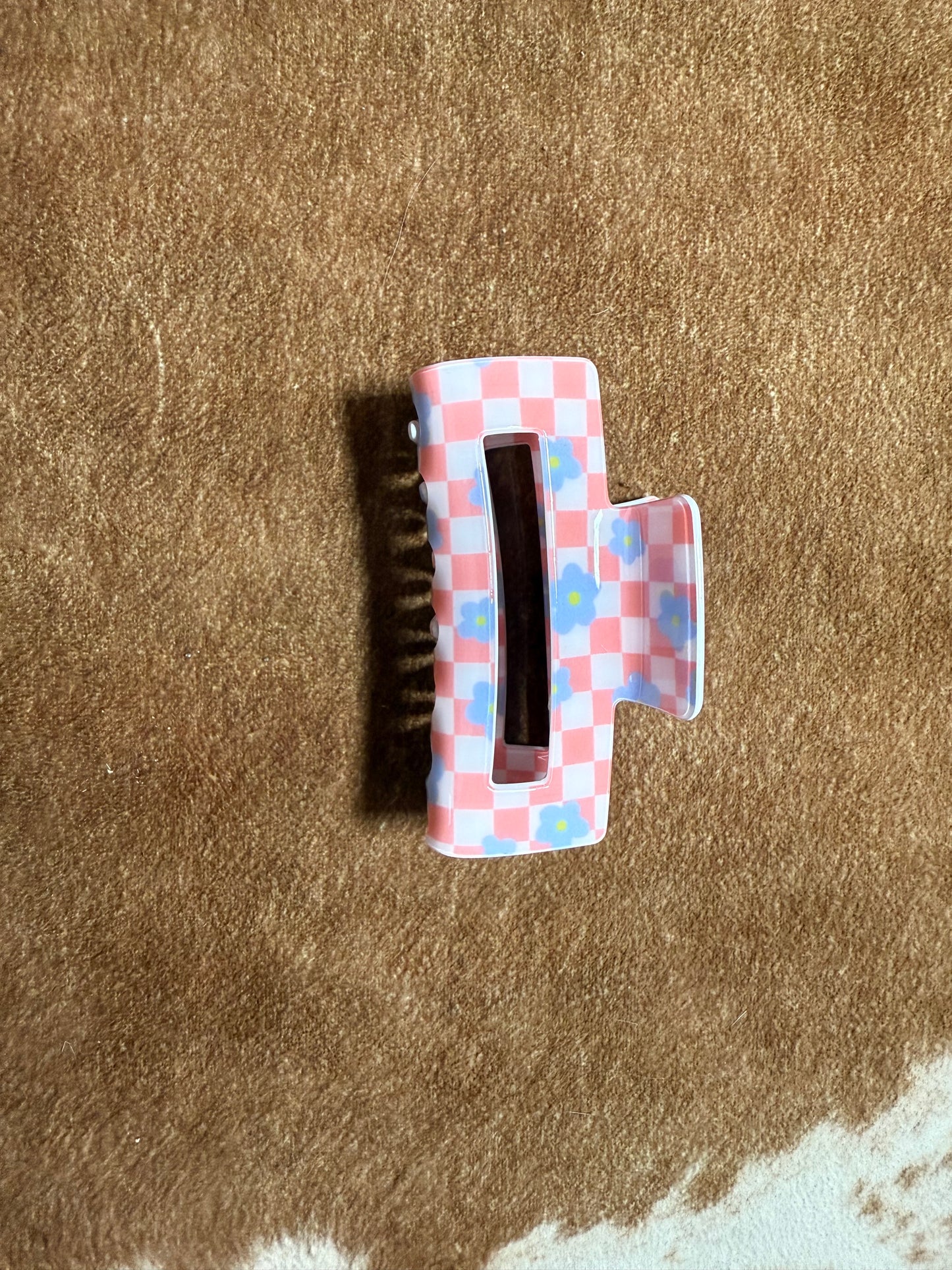 Floral Checkered Claw Clip