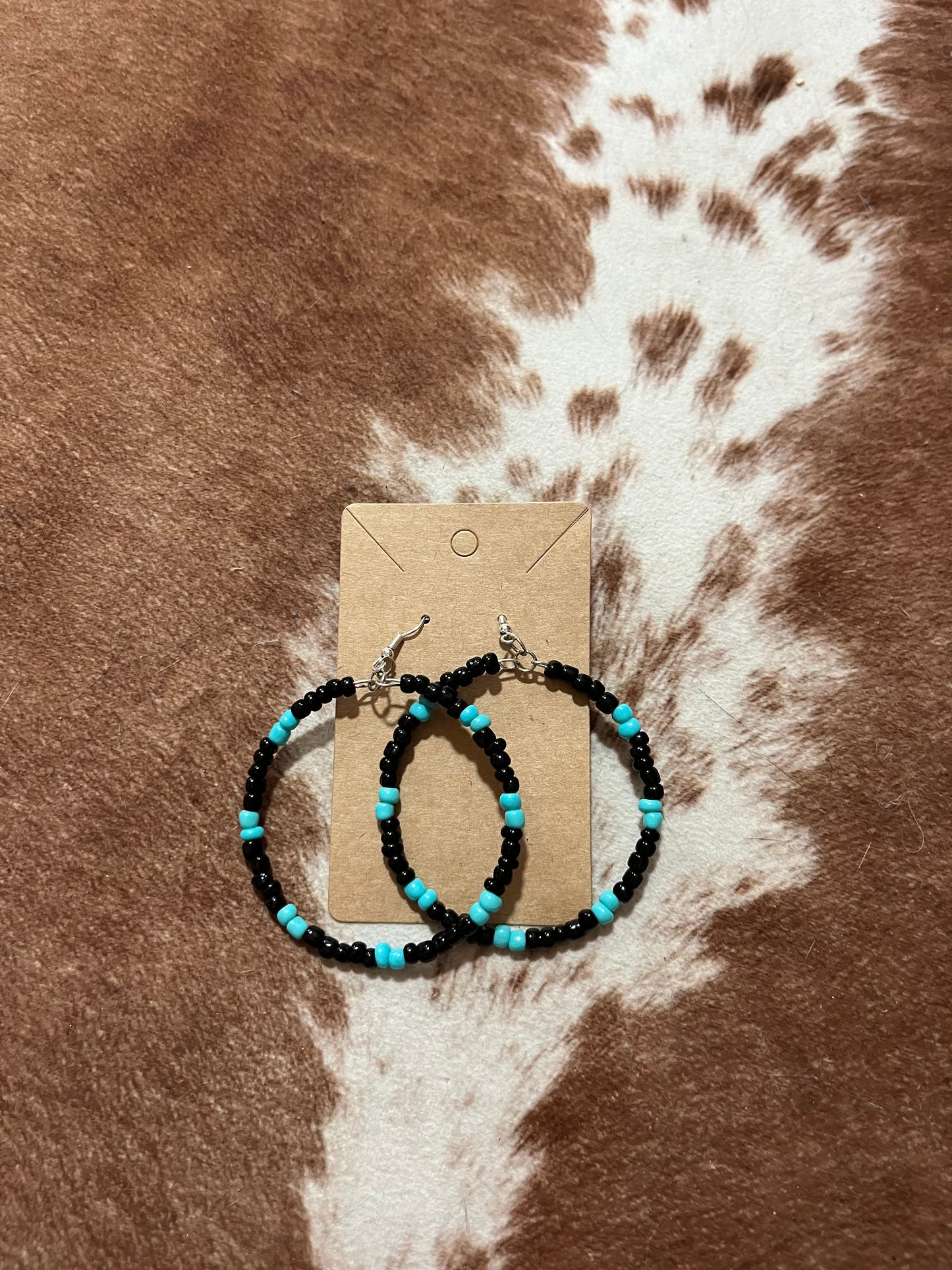 Black and Turquoise Beaded Earrings