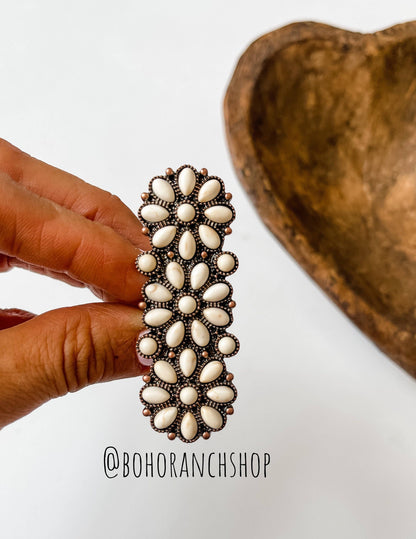Western Adjustable Cluster Cuff Ring | turquoise or copper