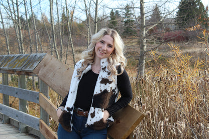 Faux Fur Cow Print Vest