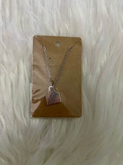 Ear Tag Stamped Necklace