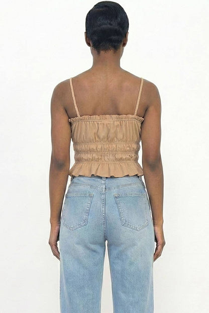 Tiered Shirred Body Crop Top
