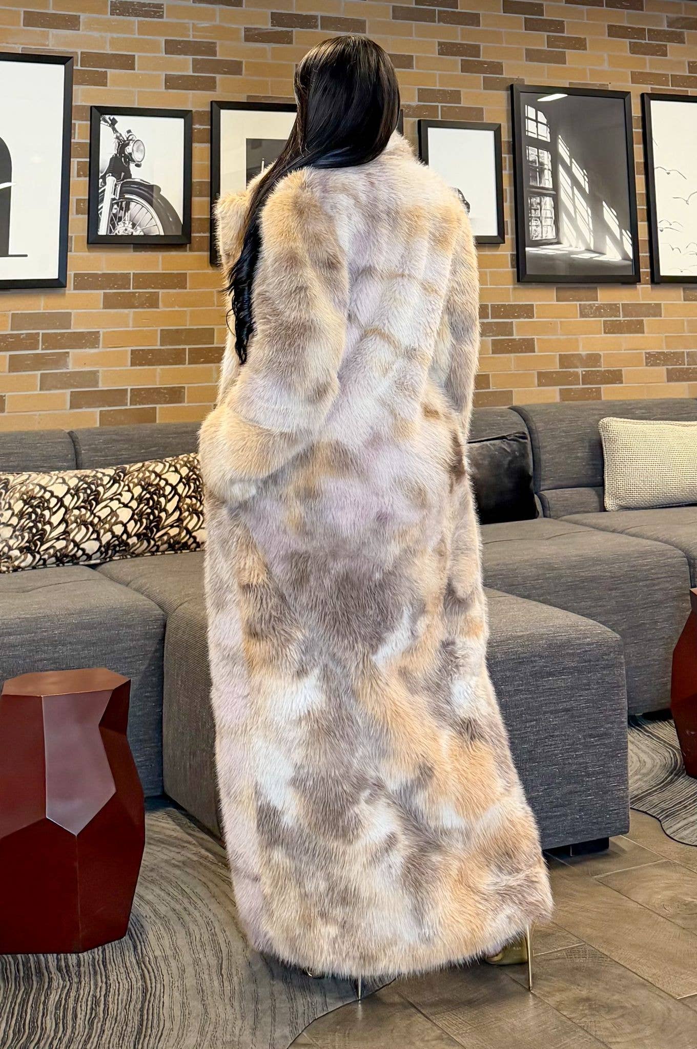 Ski Lodge Luxe Beige Faux Fur Coat