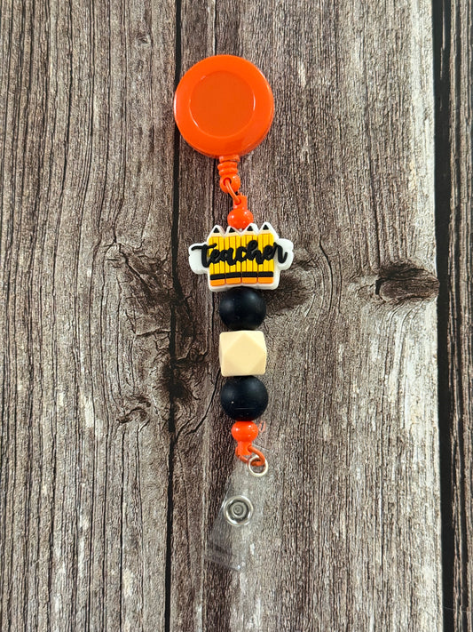 Orange Teacher Badge Reel