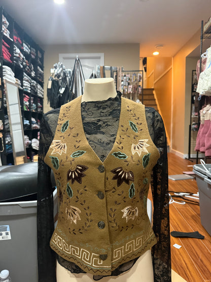 Classique Embroidered Wool Vest