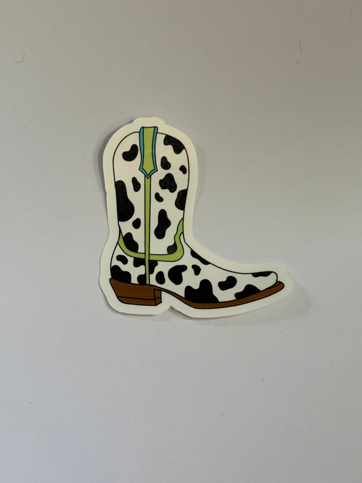 Hand Drawn Neon Cow Print Cowboy Boot Sticker