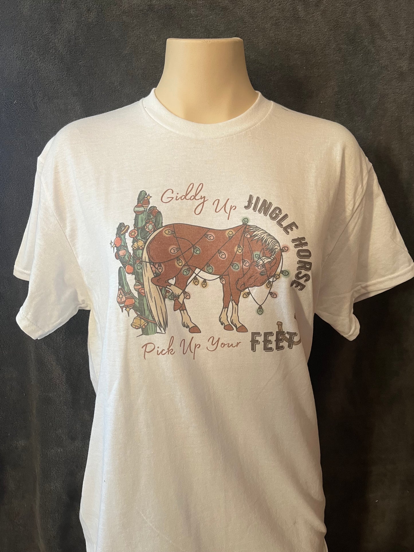 Giddy Up Jingle Horse Pickup Your Feet Graphic T-shirt