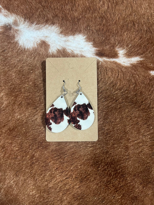 Brown Cow Print Earrings