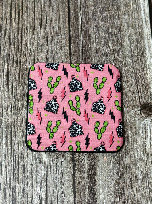 Pink, Cactus, and Lightning Coaster (4 piece set)