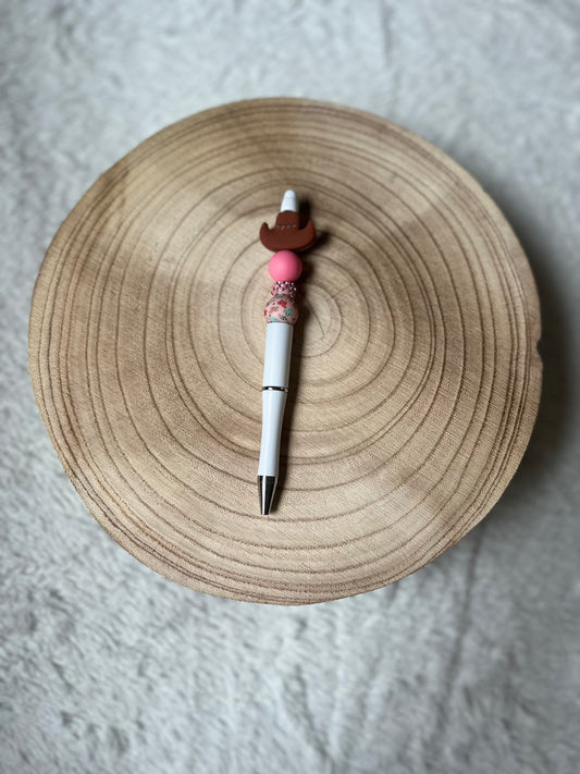 Pink and Western with Brown Cowboy Hat Pen