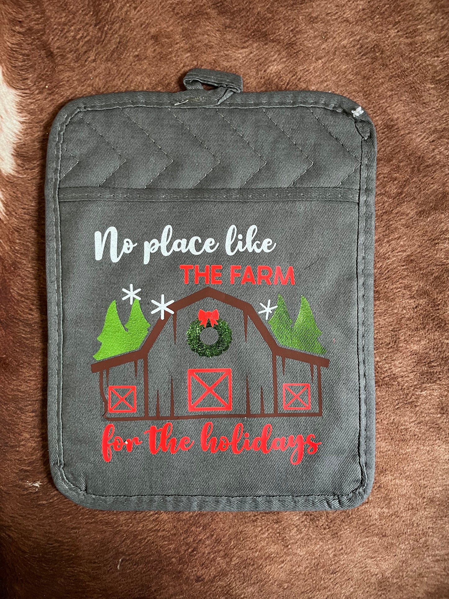 No Place Like the Farm for the Holidays Pot Holder
