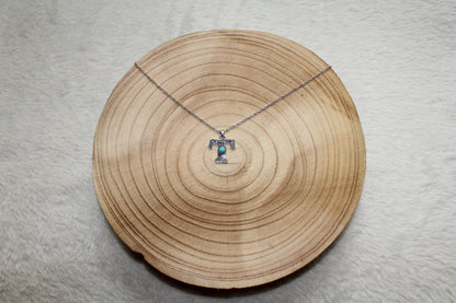 Turquoise and Stamped Initial Necklace