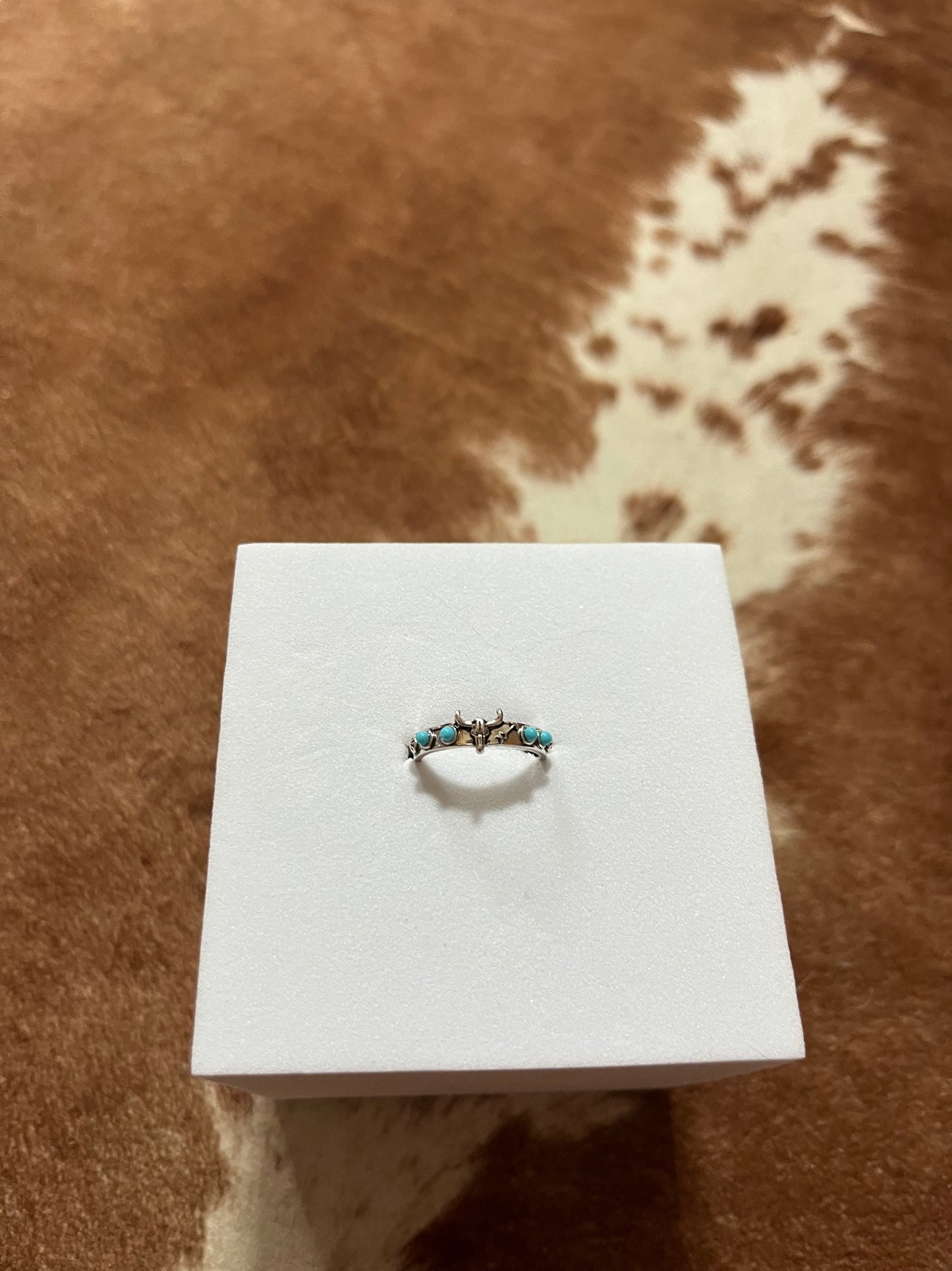 Turquoise and Bull Skull Ring