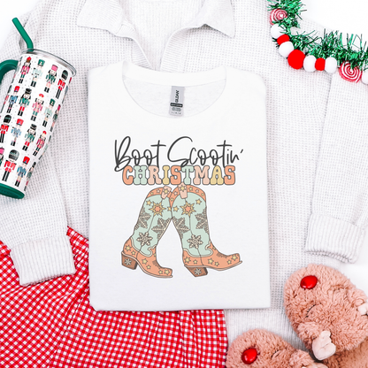 Boot Scootin’ Christmas Retro T-shirt