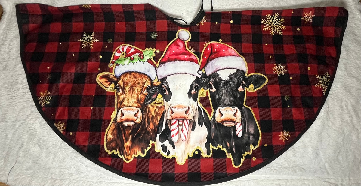 The Merry Moo Crew Christmas Tree Skirt