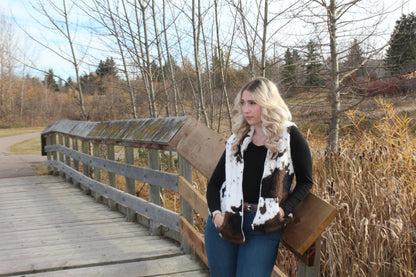 Faux Fur Cow Print Vest