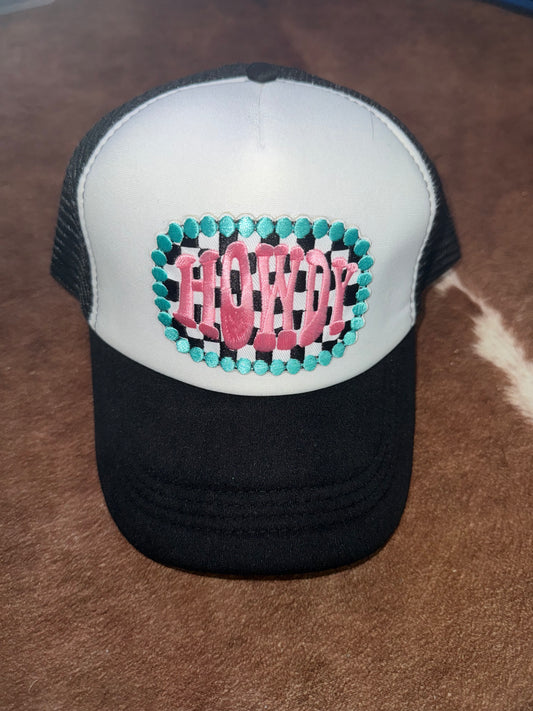 Pink and Turquoise Howdy Trucker Cap