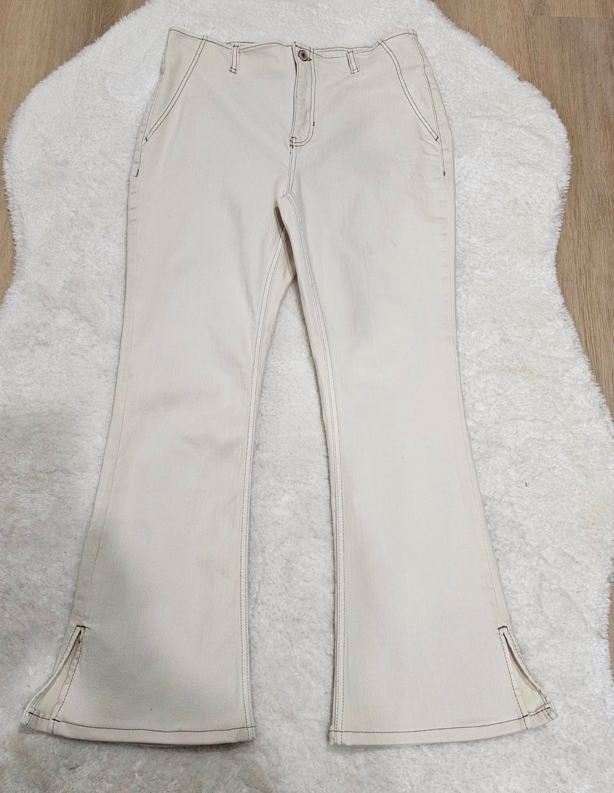 Free People We The Free Cream Bell Bottom Jeans
