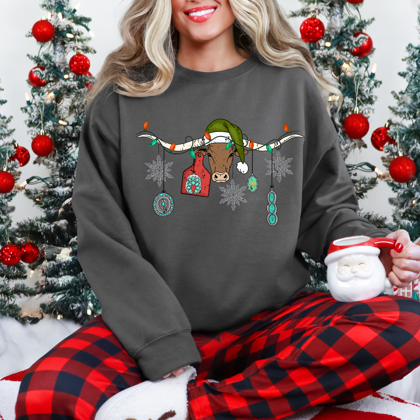 Christmas Longhorn Crewneck