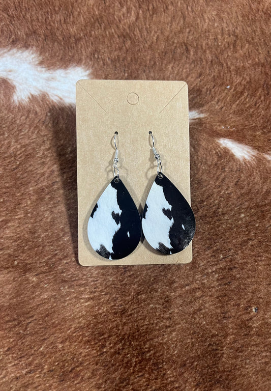 Black Cow Print Earrings